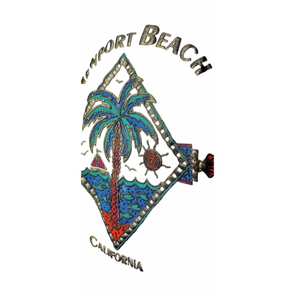 Vintage 80s Newport Beach California Single Stitch Puffy Paint Graphic Tee NOS - Picture 6 of 8